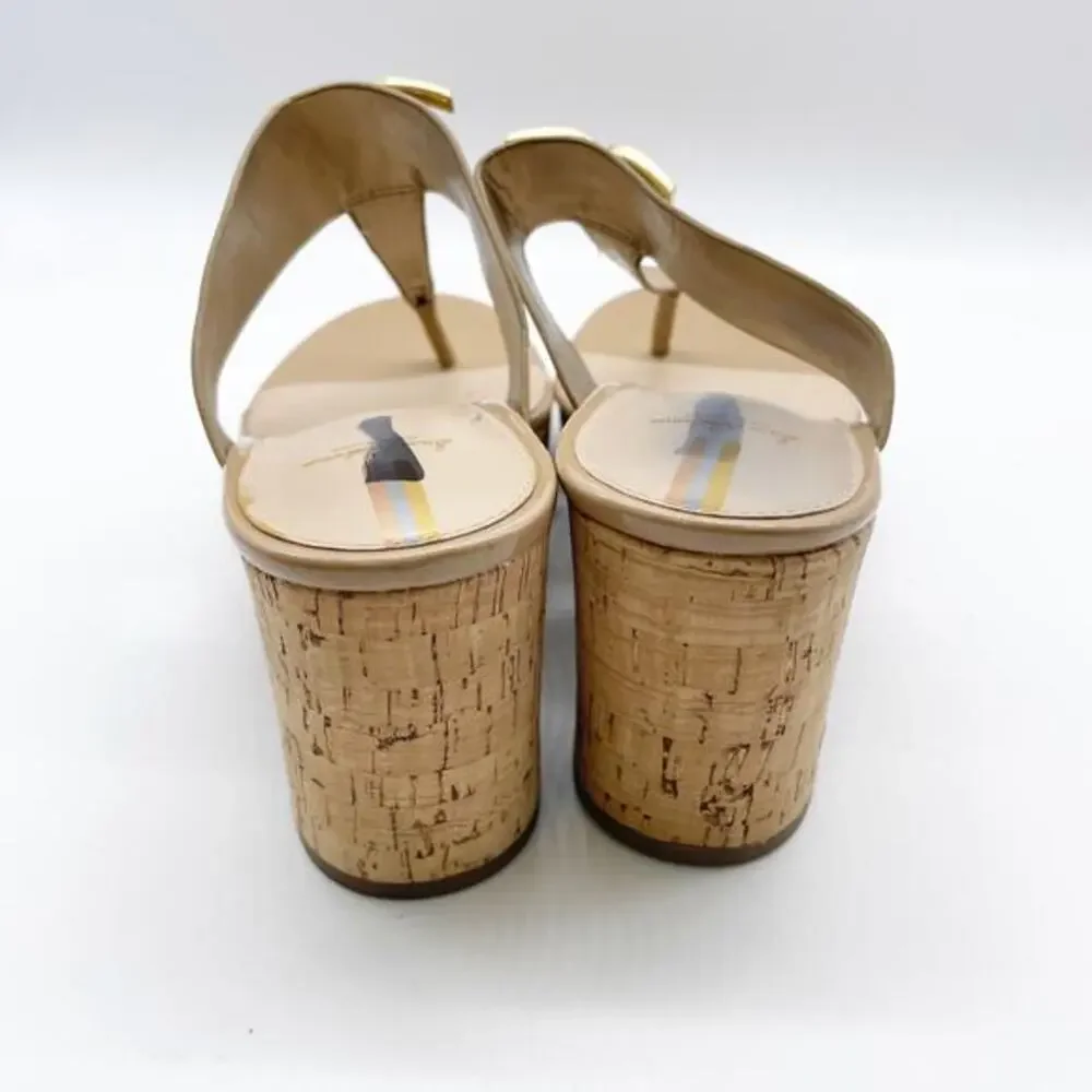 Sam Edelman‎ Women's Yardlie Emblem Platform Wedge Sandals Beige Size 8.5M